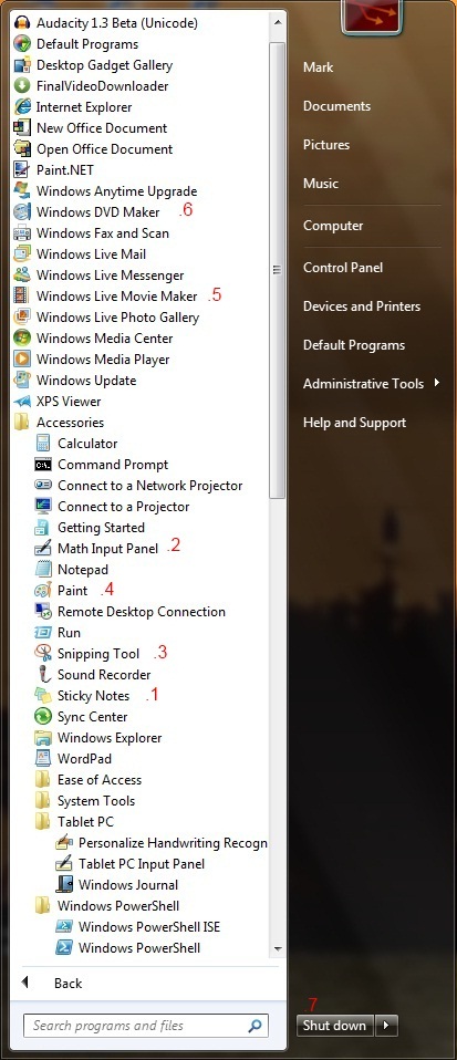 Windows 7 Start Menu